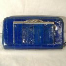 Lee Sands Eel Skin Wallet Clutch Purse Blue