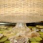 Vintage Pressed Glass Cake Stand Pedestal Leaf Vine Ray Pattern 9 1/2"