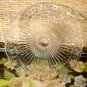 Vintage Pressed Glass Cake Stand Pedestal Leaf Vine Ray Pattern 9 1/2"