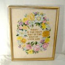 Vintage Cross Stitch Sampler Today is the First Day of the Rest of Your Life
