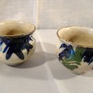Pair Japanese Pottery Tea Bowl Hand Painted Bamboo Signed Antique Vintage