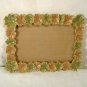 Enamel Flowers Picture Photo Frame Mauve Sage Green Gold Metal 6 x 4 space