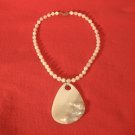 Vintage Mother of Pearl Necklace Beads & Blister Pendant