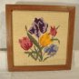 Vintage Wool Needlepoint Flowers Picture Tulips Irises Finished & Framed