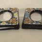Mexican Pottery Picture Photo Frames Pair Vintage Miniature Del Carmen Talavera