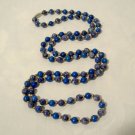 Lapis Blue Stone Beads Necklace 40" long 8mm round Vintage re-strung