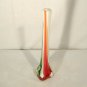 Cased Art Glass Bud Vase Murano Italian Flag Christmas Colors Green White Red