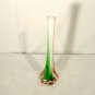 Cased Art Glass Bud Vase Murano Italian Flag Christmas Colors Green White Red