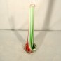 Cased Art Glass Bud Vase Murano Italian Flag Christmas Colors Green White Red
