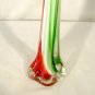 Cased Art Glass Bud Vase Murano Italian Flag Christmas Colors Green White Red