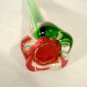 Cased Art Glass Bud Vase Murano Italian Flag Christmas Colors Green White Red