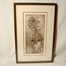 Geranium Flower Pot Etching Print Abstract Expressionist Vintage Signed