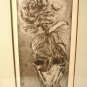 Geranium Flower Pot Etching Print Abstract Expressionist Vintage Signed