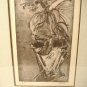 Geranium Flower Pot Etching Print Abstract Expressionist Vintage Signed