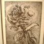 Geranium Flower Pot Etching Print Abstract Expressionist Vintage Signed
