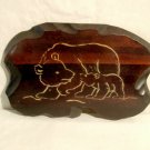 Vintage Carved Wood Bear Plaque Mother & Cub