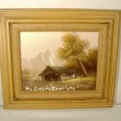 Modern Impressionist Landscape Oil Painting Mountain Meadow Barn Signed