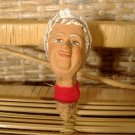 Old Lady Grandmother Bottle Stopper w/ cork Vintage Pottery Clay Head Bust