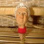 Old Lady Grandmother Bottle Stopper w/ cork Vintage Pottery Clay Head Bust
