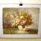 Impressionist Still Life Floral Painting Vintage Oil on Canvas Signed W. Adam