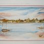 Miniature Impressionist Seascape Harbor Painting Signed Watercolor Gouache