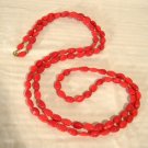 Vintage Red Glass Necklace 54" long Flapper Length Coral Color Beads