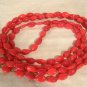 Vintage Red Glass Necklace 54" long Flapper Length Coral Color Beads