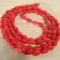 Vintage Red Glass Necklace 54" long Flapper Length Coral Color Beads