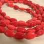 Vintage Red Glass Necklace 54" long Flapper Length Coral Color Beads