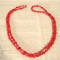 Vintage Red Glass Necklace 54" long Flapper Length Coral Color Beads