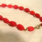 Vintage Red Glass Necklace 54" long Flapper Length Coral Color Beads