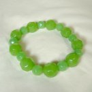 Jadeite Green Glass Stretch Bracelet Faceted Beads