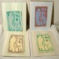 Giraffe Fine Linen Screen Prints Vintage Lot of 4 Textile Fabric Art