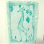 Giraffe Fine Linen Screen Prints Vintage Lot of 4 Textile Fabric Art