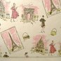 Paris Scenes Stretched Screen Print Textile Waverly "Tres Chic"  Fabric Art