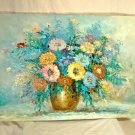 R. Boren Floral Oil Painting Vintage Sill Life Modern Impressionist 36"