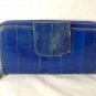 Lee Sands Eel Skin Wallet Clutch Purse Blue