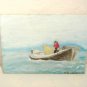 Vintage Impressionist Lobstermen Seascape Painting Oil Signed Magda Moorhouse
