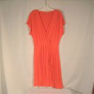 Fresh Produce Orange Surplice Dress Sz L Faux Wrap Jersey Knit