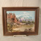 Southwestern Canyon Landscape Painting on Tile Signed P. Harvay