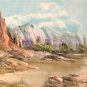 Southwestern Canyon Landscape Painting on Tile Signed P. Harvay