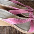 Pink Leather Wedge Sandle