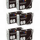 6 Pack Black Ink Cartridge For Epson 69 / 691 / T0691 Black