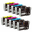 10 Pack High-Yield 4 x Black & Two Each C/M/Y Ink Cartridge For Epson 200XL T200XL120 - T200XL420 10 Pack High-Yield 4 x Black & Two Each C/M/Y Ink Cartridge For Epson 200XL T200XL120 - T200XL420