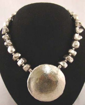 Silver Nuggets Huge Pendant Melong Necklace