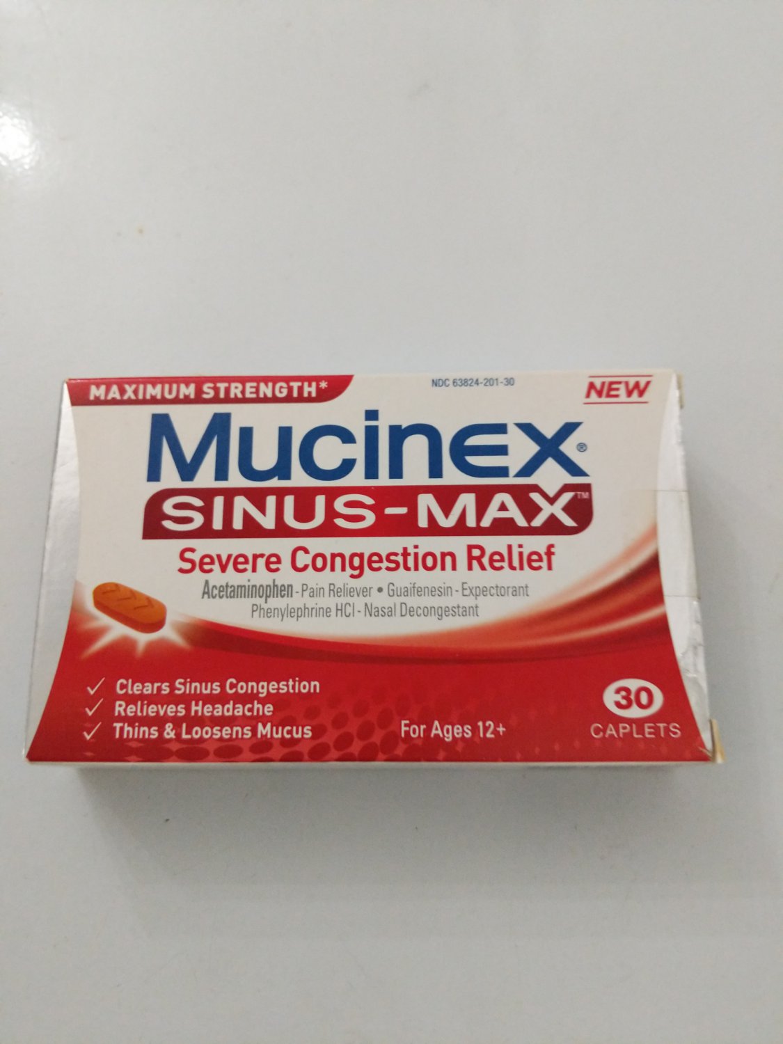 Mucinex Sinus-Max Severe Congestion 30 Caplets Maximun Strength EXPIRED ...