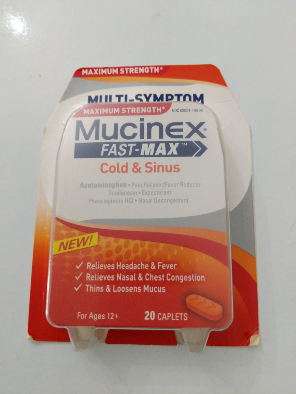 Mucinex Fast-Max Cold & Sinus 20 Caplets Maximun Strength EXPIRED EXPIRED EXPIRED