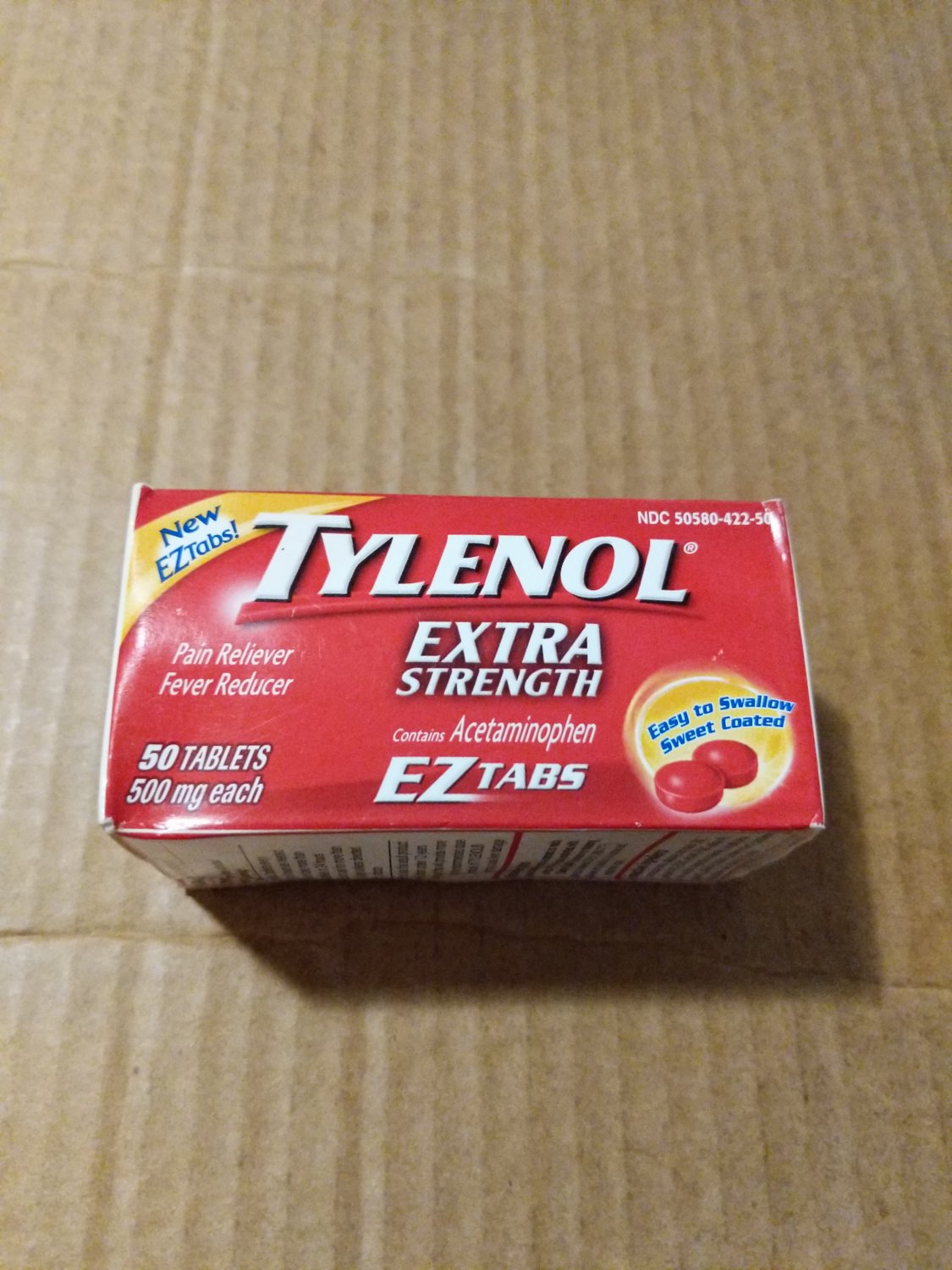 TYLENOL EXTRA STRENGTH 50 TABLETS 500 MG EZ TABS EXPIRED COLLECTIBLE