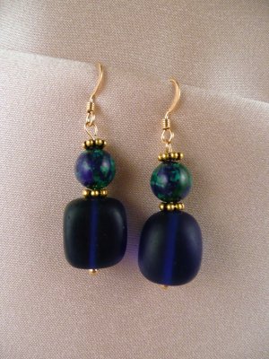 Blue-green globe earrings