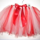 Red & White PIXIE TUTU w/matching hair bow